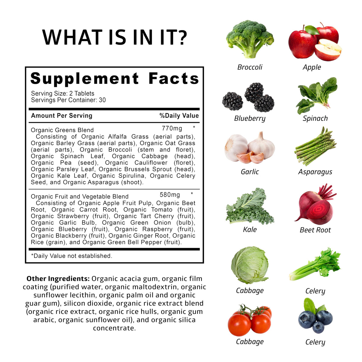 USDA Organic Superfood Greens, 28 Ingredients